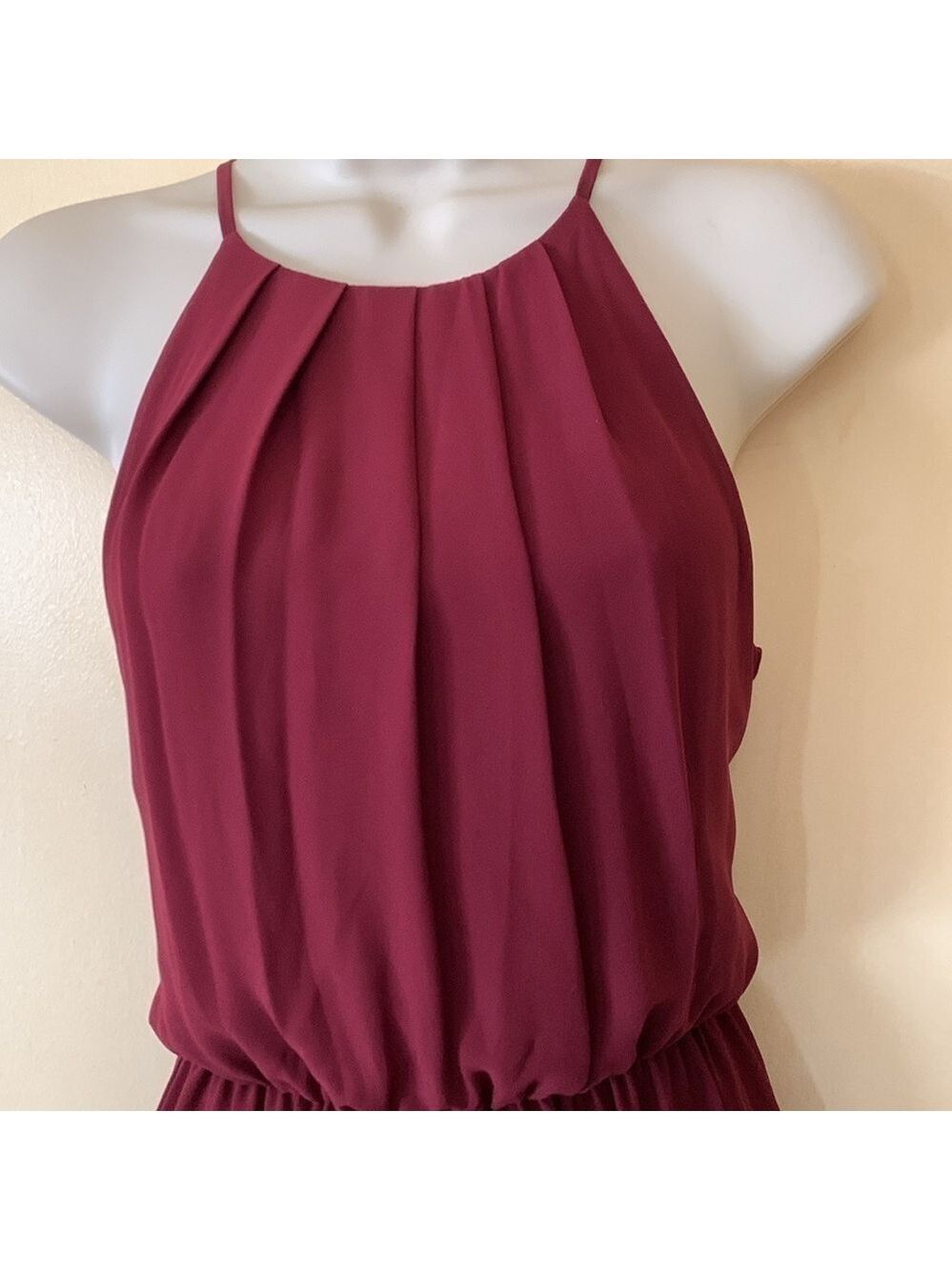 Lush cranberry pleated party dress size S - Picture 2 of 11
